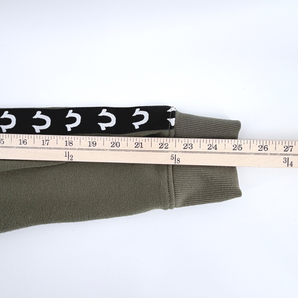 True Religion Zip Hoodie Womens Medium Olive Green HS Taping Logo Sweatshirt - Picture 9 of 10